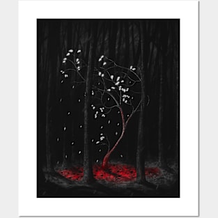 Sorrow, dark tree illustration Posters and Art